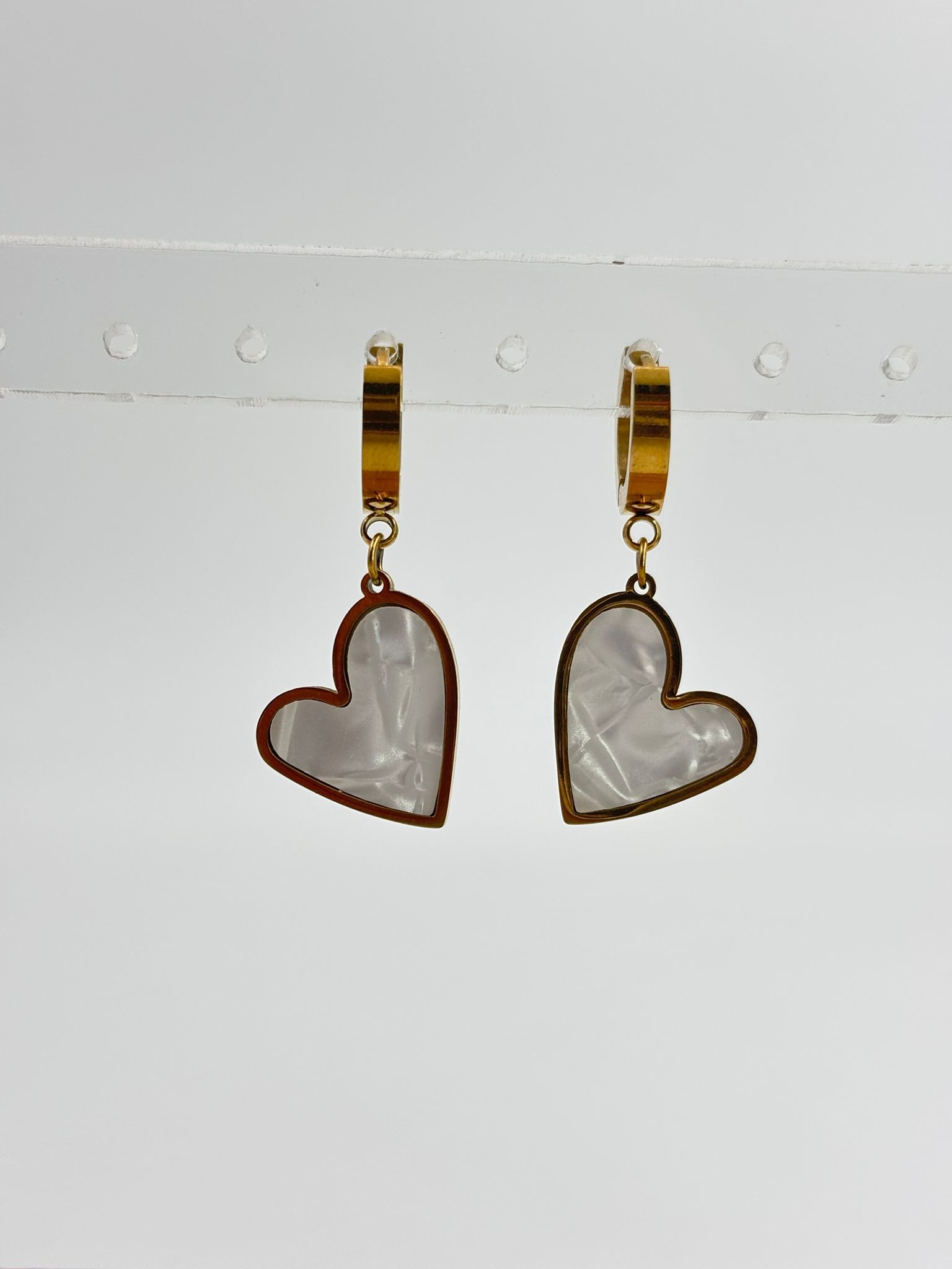 Kalp Küpe | Gold Sedef Detay